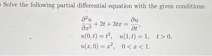 Solved Solve the following partial differential equation | Chegg.com