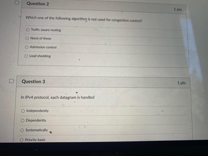 Solved Question 2 1 pts Which one of the following algorithm | Chegg.com