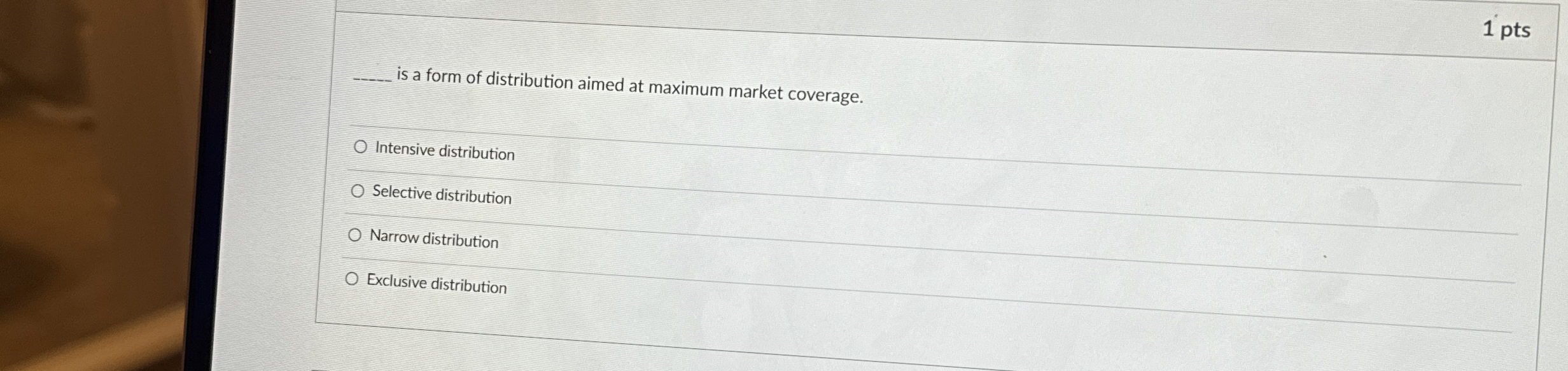 Solved 1 ﻿ptsq, ﻿is a form of distribution aimed at maximum