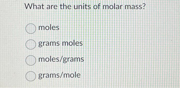 how to find number of moles with molar mass and grams