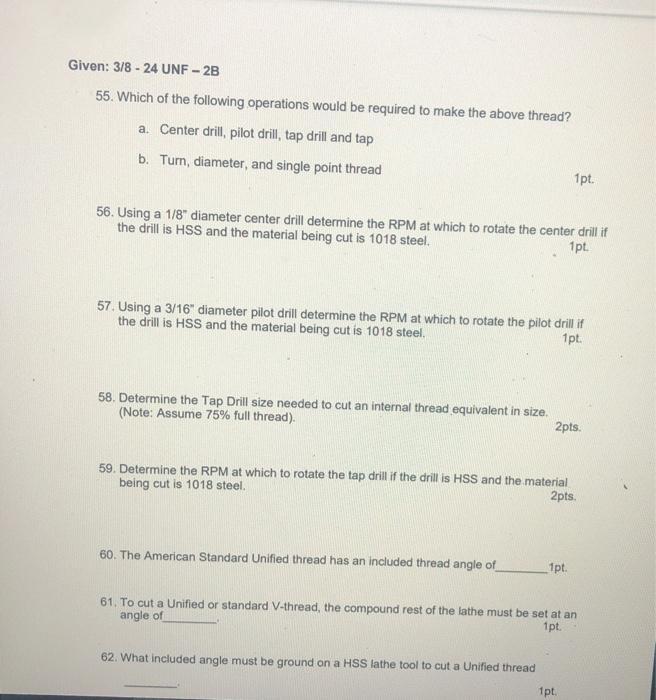 Solved Given 3 8 24 Unf 2b 55 Which Of The Following Chegg Com