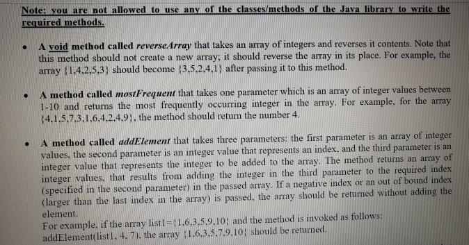 Solved Note: you are not allowed to use any of the | Chegg.com