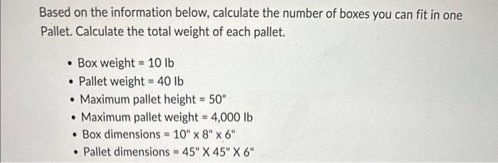 Solved Based on the information below, calculate the number | Chegg.com