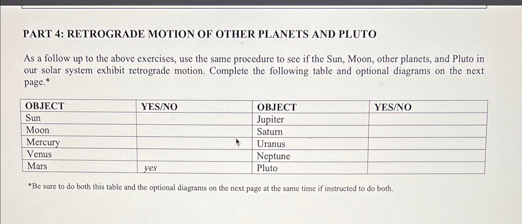 Solved PART 4: RETROGRADE MOTION OF OTHER PLANETS AND | Chegg.com