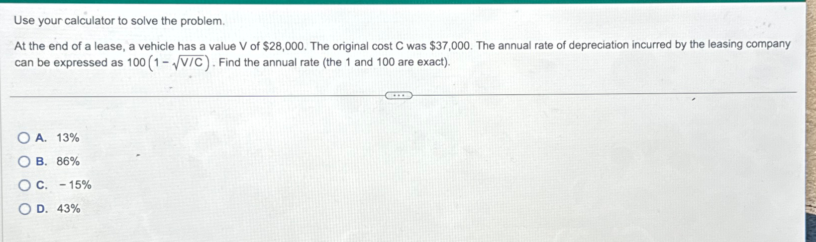 Solved Use your calculator to solve the problem.At the end | Chegg.com