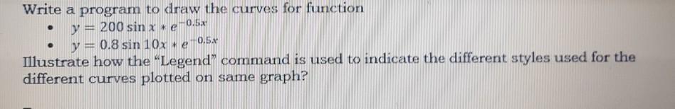 Solved Write a program to draw the curves for function y = | Chegg.com