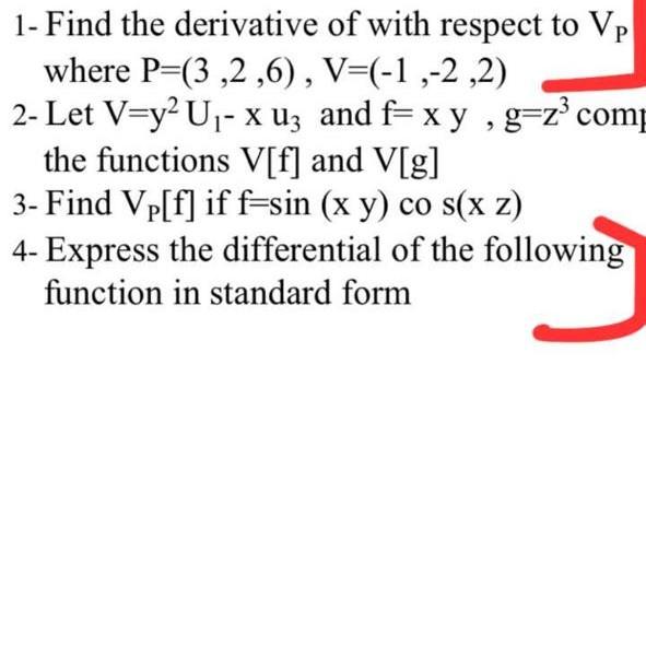 1 Find The Derivative Of With Respect To Vp Where Chegg Com