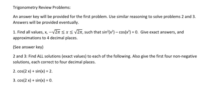 13.4 problem solving with trigonometry answer key