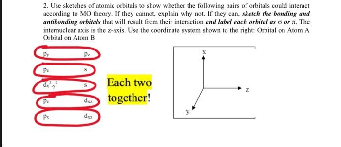 Solved 2. Use sketches of atomic orbitals to show whether | Chegg.com