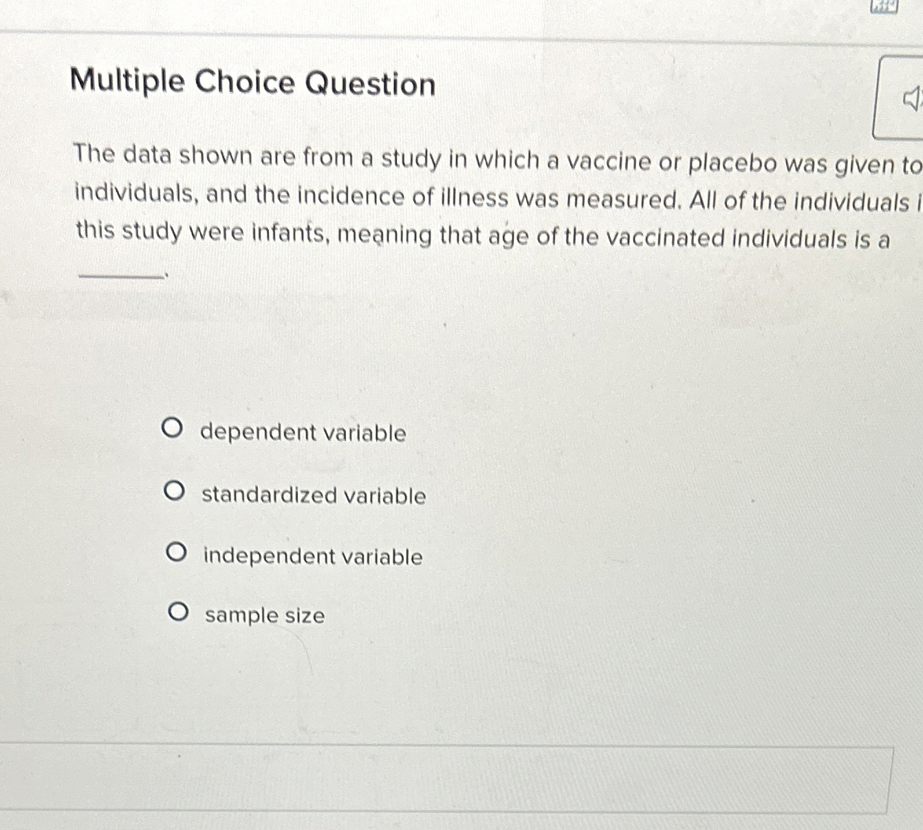 Solved Multiple Choice QuestionThe data shown are from a | Chegg.com