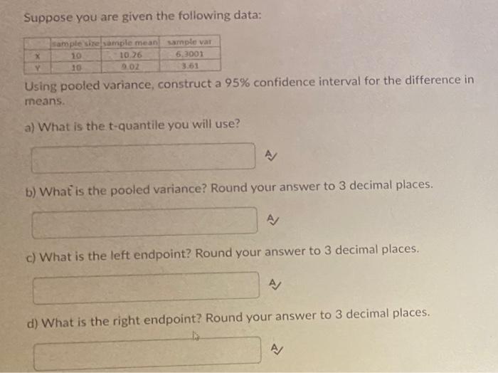 Solved Suppose You Are Given The Following Data: Using | Chegg.com