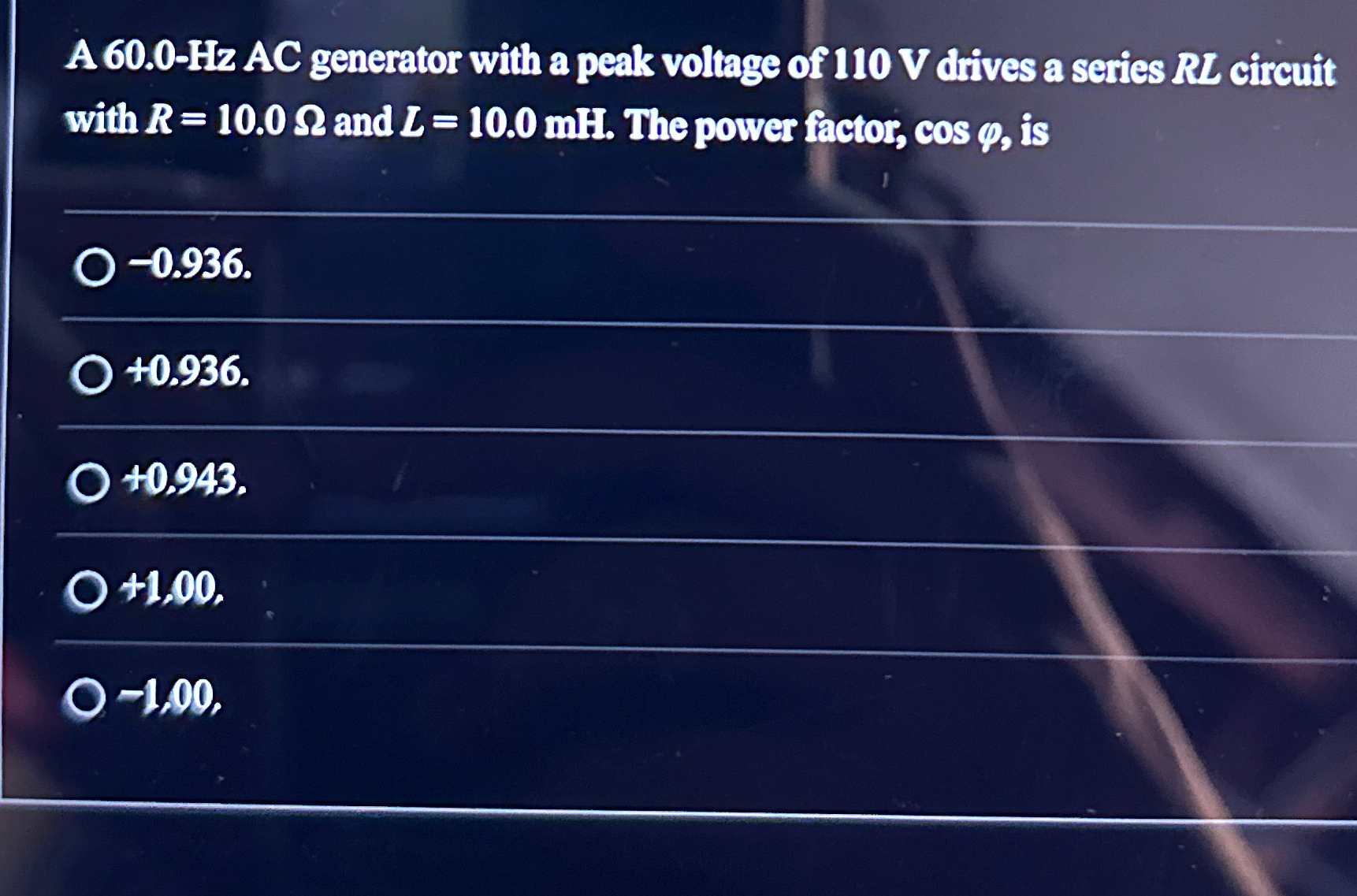 Solved A 60.0-Fz AC generator with a peak voltage of 110V | Chegg.com