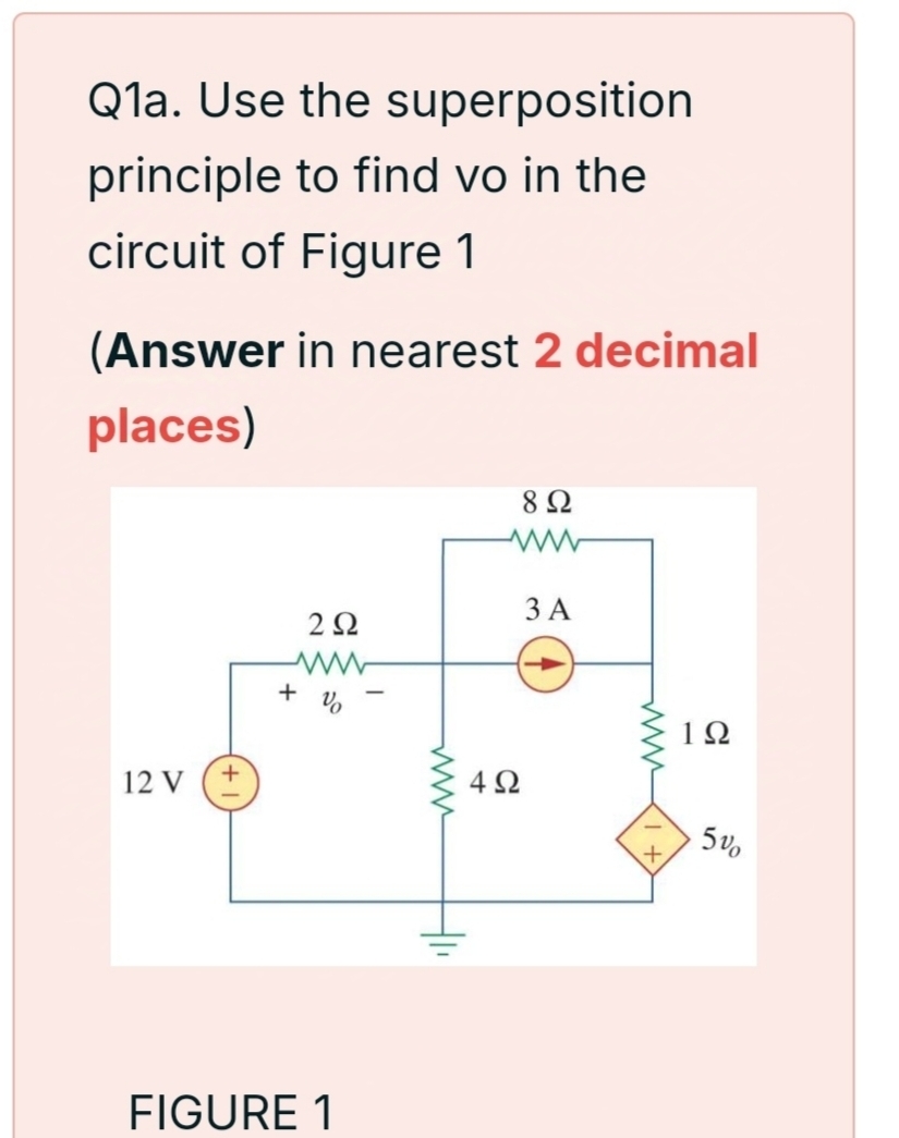 Solved Q1a. ﻿Use the superposition principle to find vo in | Chegg.com