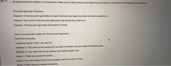 Solved All proofs should be written in full sentences. Make | Chegg.com