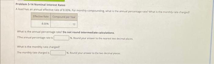 Solved Problem 5-14 Nominal Interest Rates A Load Has An | Chegg.com