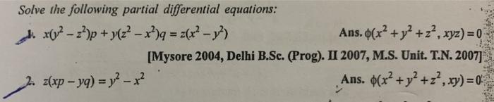 Solved Solve The Following Partial Differential Equations Chegg Com