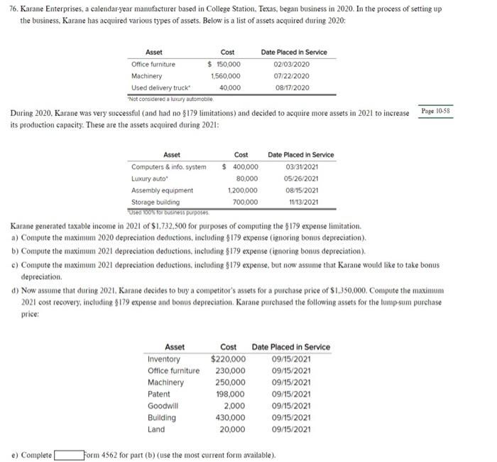 Solved Karane Enterprises, a calendaryear manufacturer