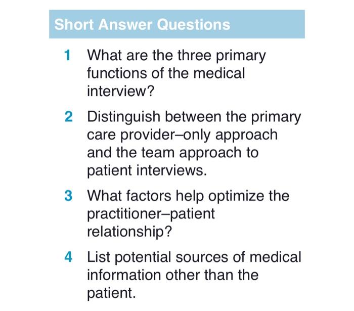 Solved Short Answer Questions 1 What are the three primary | Chegg.com