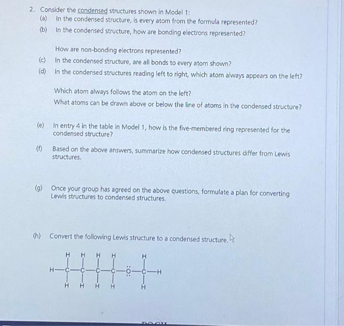 Solved Model 1: Drawing Organic Structures 2. Consider the | Chegg.com