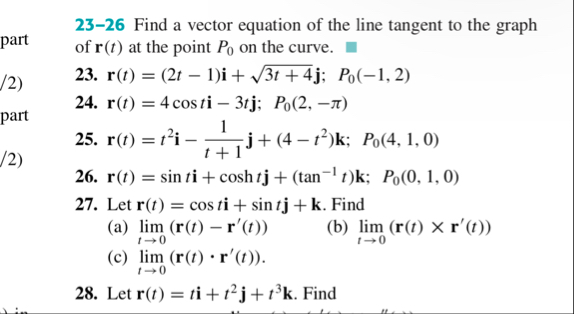Solved 23-26 ﻿Find a vector equation of the line tangent to | Chegg.com