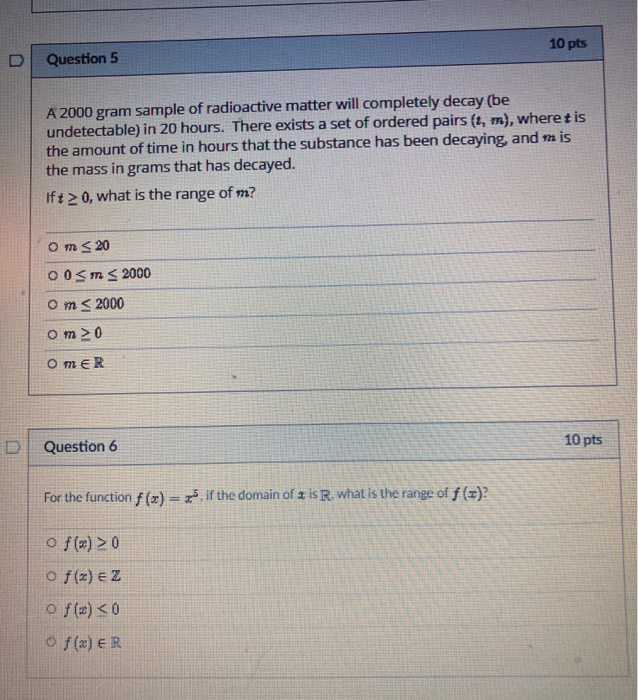 Solved D Question 1 10 pts A={a,b,c}, B = {9, 16, 25}, and f | Chegg.com