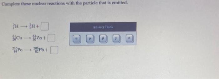 Solved Complete These Nuclear Reactions With The Particle | Chegg.com