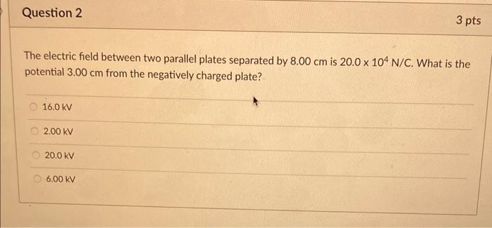 Solved The electric field between two parallel plates | Chegg.com