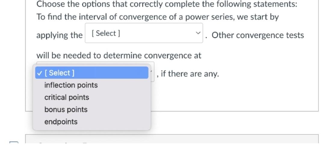 Solved Choose the options that correctly complete the | Chegg.com