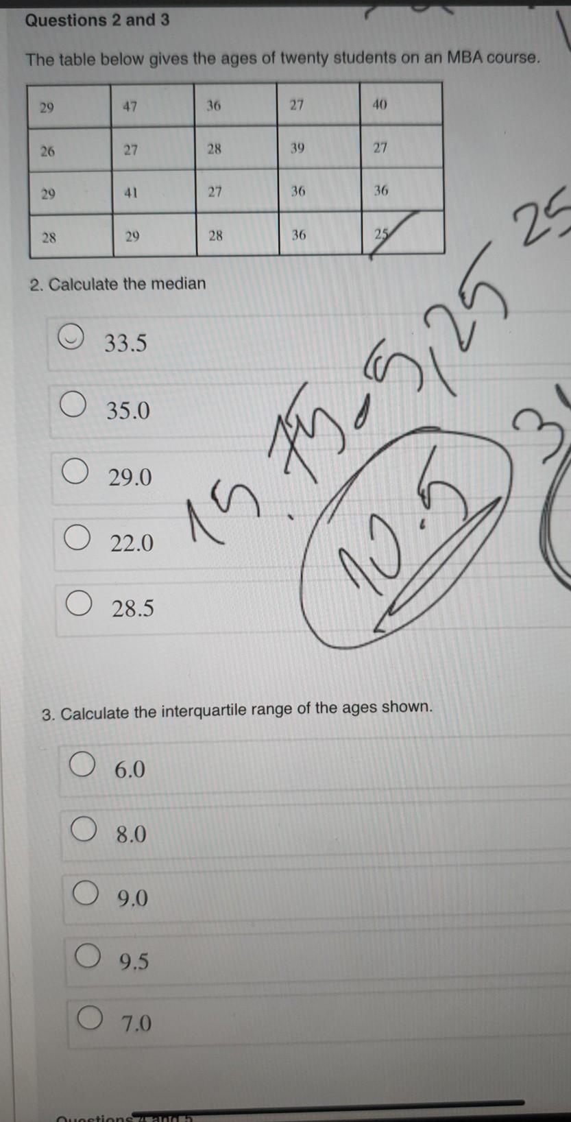 Solved Questions 2 and 3 The table below gives the ages of | Chegg.com