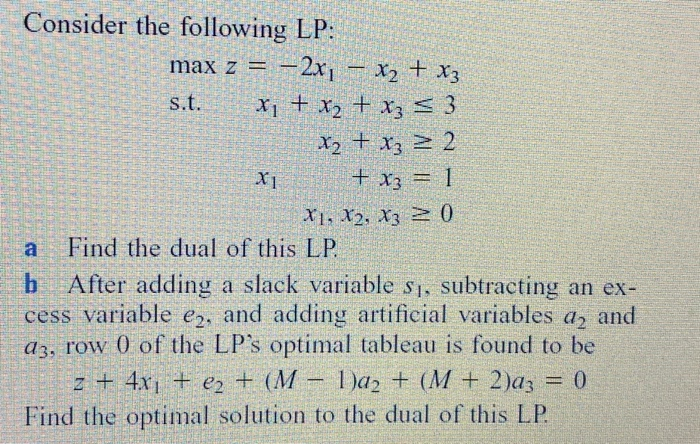 Solved X 1 X2 Consider The Following Lp Max Z 2x X2