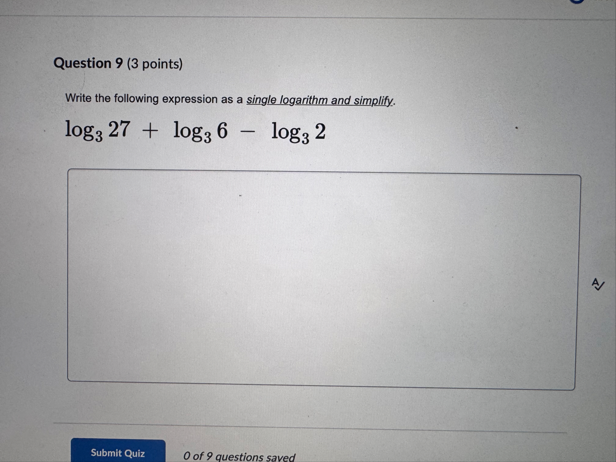 Solved Question 9 (3 ﻿points)Write the following expression | Chegg.com