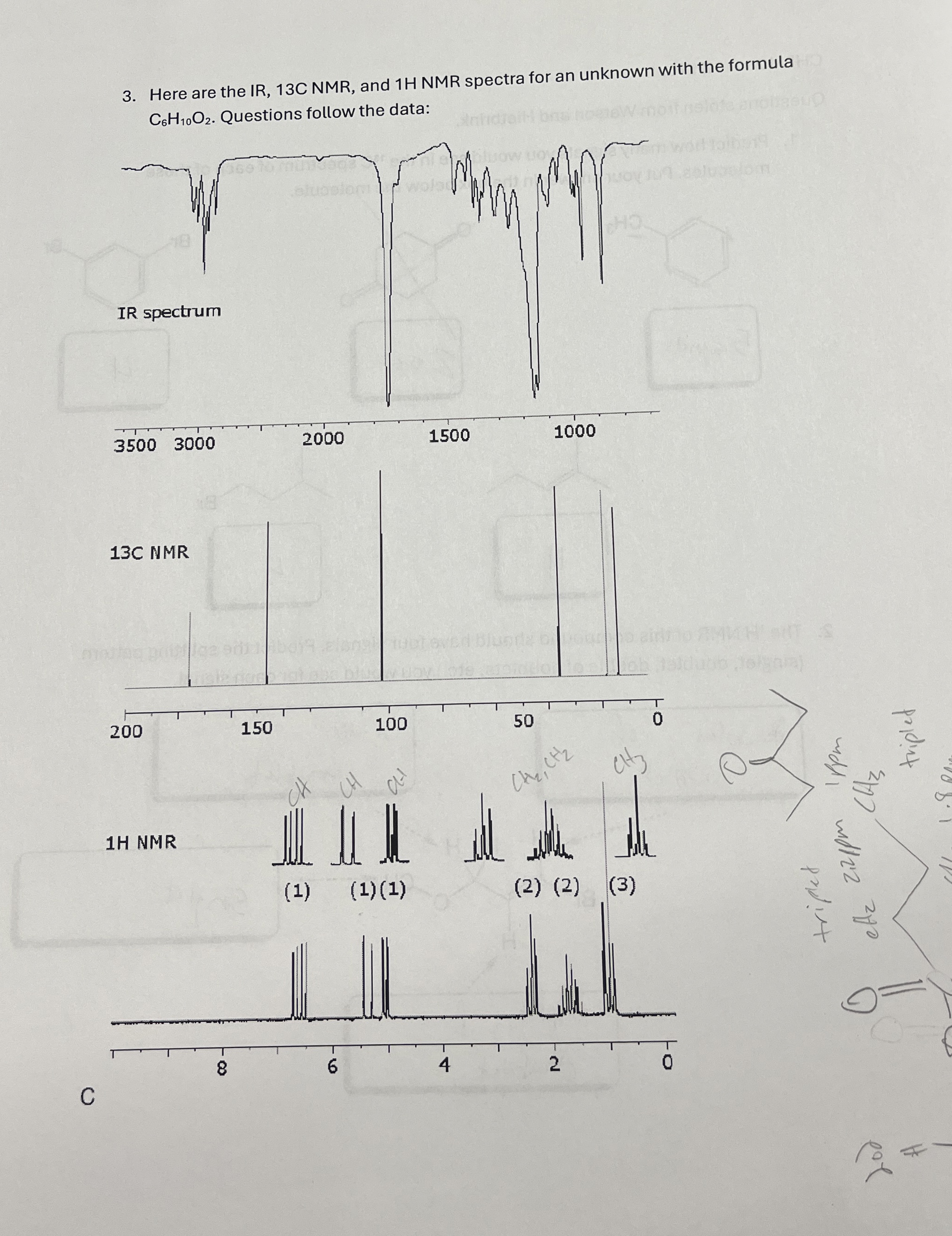 Solved Here are the IR, 13C NMR, ﻿and 1H NMR spectra for an | Chegg.com
