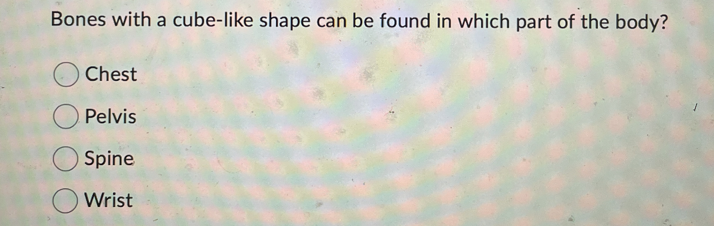 Solved Bones with a cubelike shape can be found in which