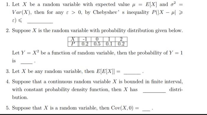 Solved 1. Let X be a random variable with expected value = | Chegg.com