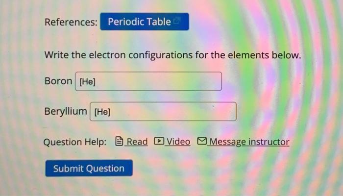 Solved References: Periodic Table Write The Electron | Chegg.com