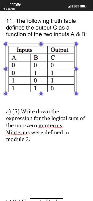 Solved The following truth table defines the output C as a | Chegg.com
