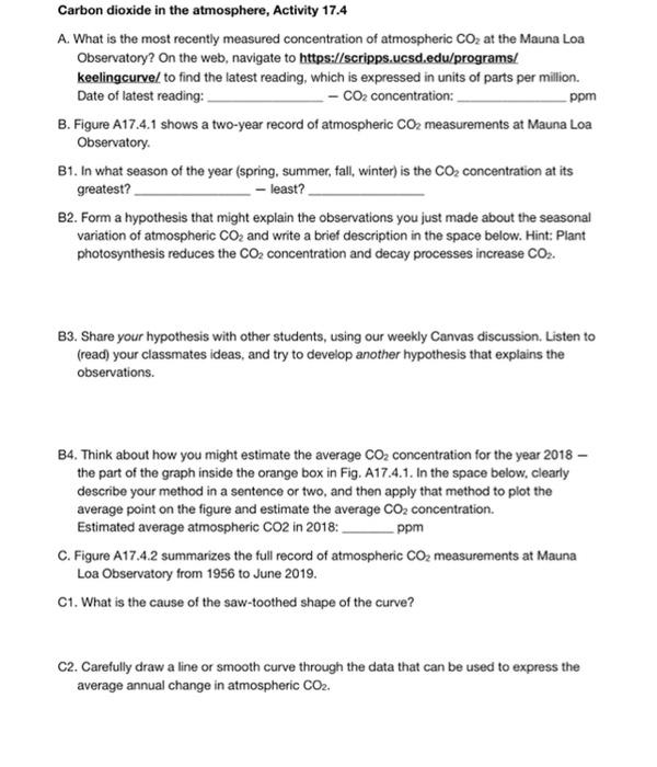 Solved Answer Sheet For Earth's Dynamic Climate This Is The 