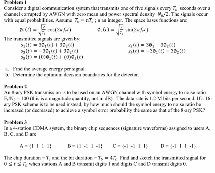 Problem 1 Consider a digital communication system | Chegg.com