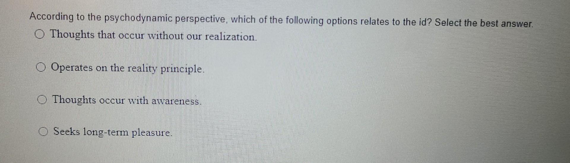 Solved According to the psychodynamic perspective, which of | Chegg.com