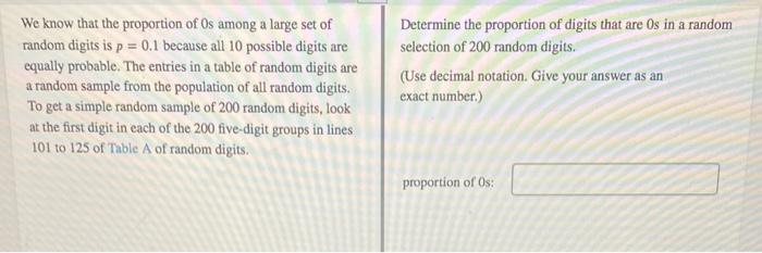 Solved TABLE A Random digits Line 101 102 103 104 105 106