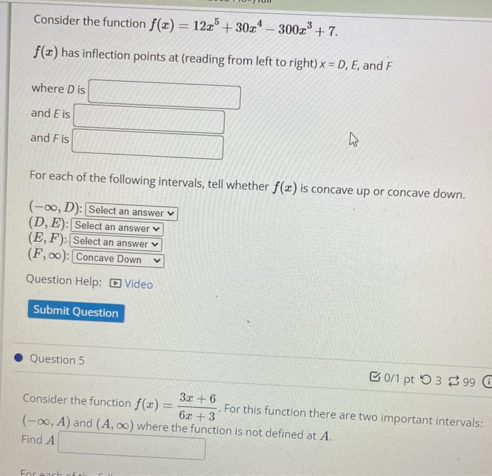 Solved Consider the function f(x)=12x5+30x4−300x3+7. f(x) | Chegg.com