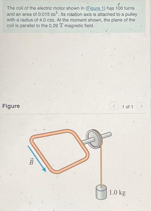 Solved The coil of the electric motor shown in (Figure 1) | Chegg.com