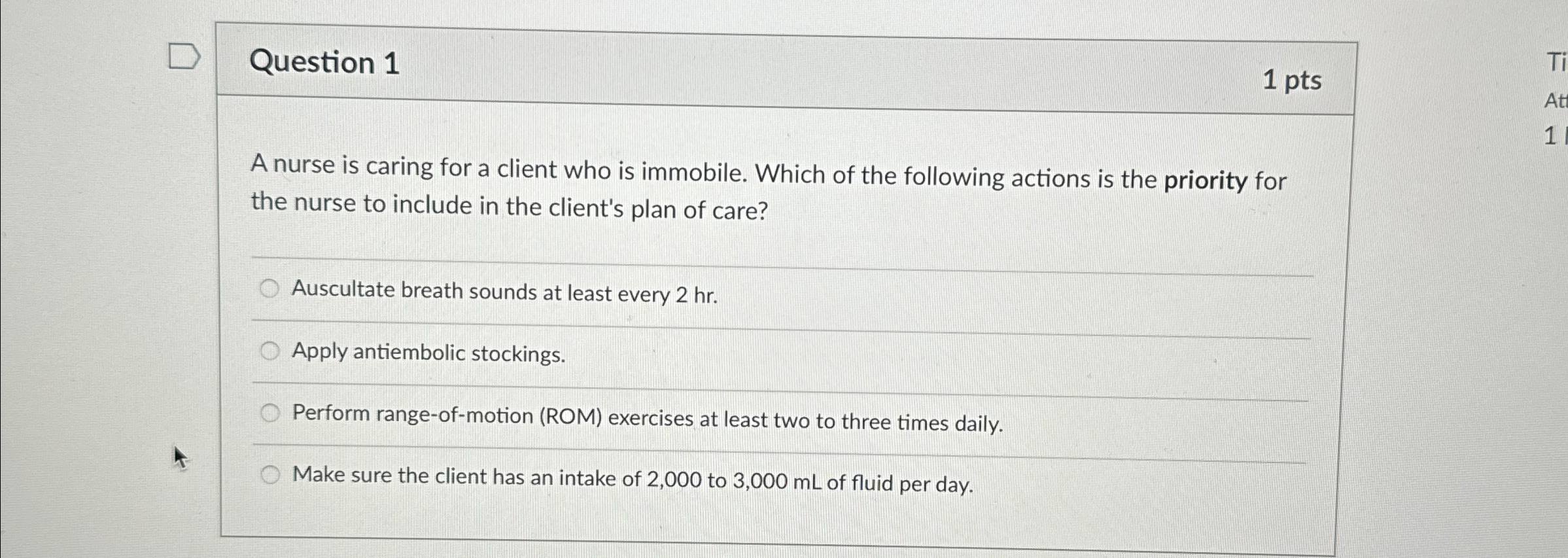 Solved Question 11 ﻿ptsA nurse is caring for a client who is | Chegg.com
