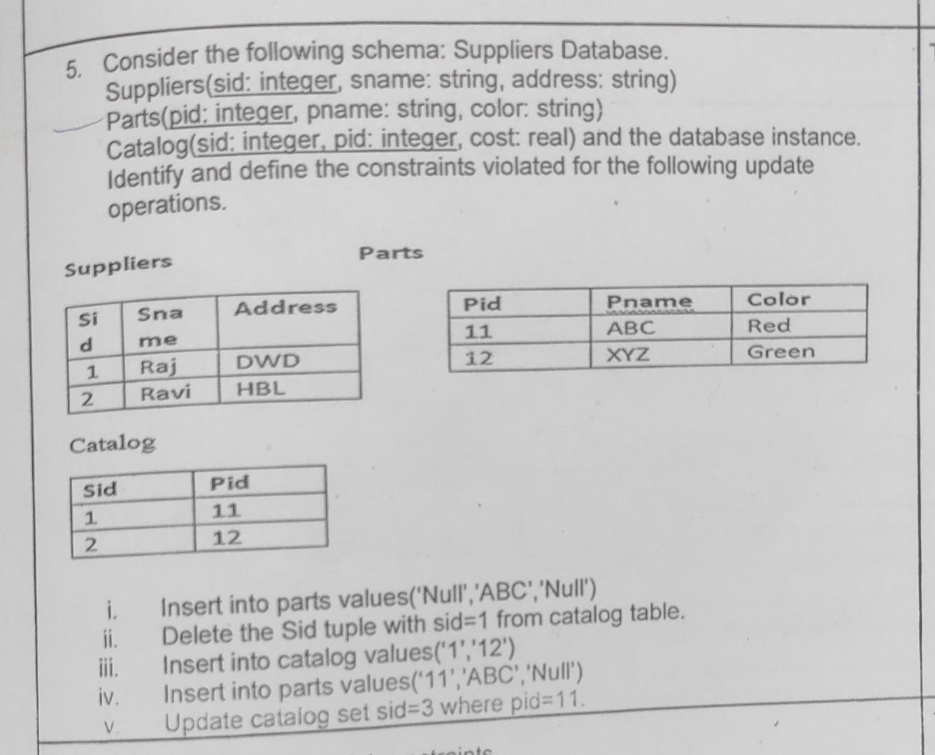 Solved 5 Consider The Following Schema Suppliers Database Chegg Solved 5 Consider The Following Schema Suppliers Database Chegg