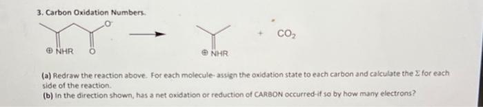 Solved 3. Carbon Oxidation Numbers. +CO2 (4) NHR (a) | Chegg.com
