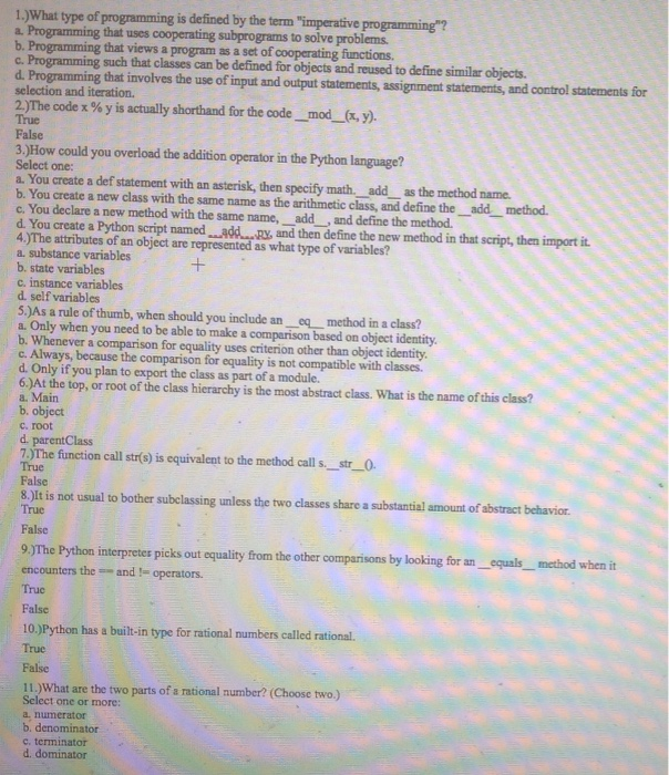 Solved 1.) What type of programming is defined by the term | Chegg.com