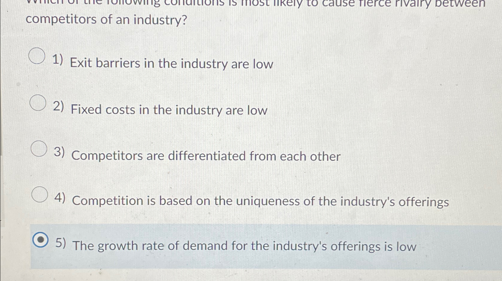 Solved competitors of an industry?Exit barriers in the