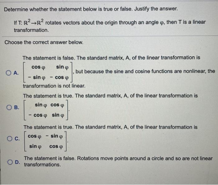Solved Determine whether the statement below is true or | Chegg.com