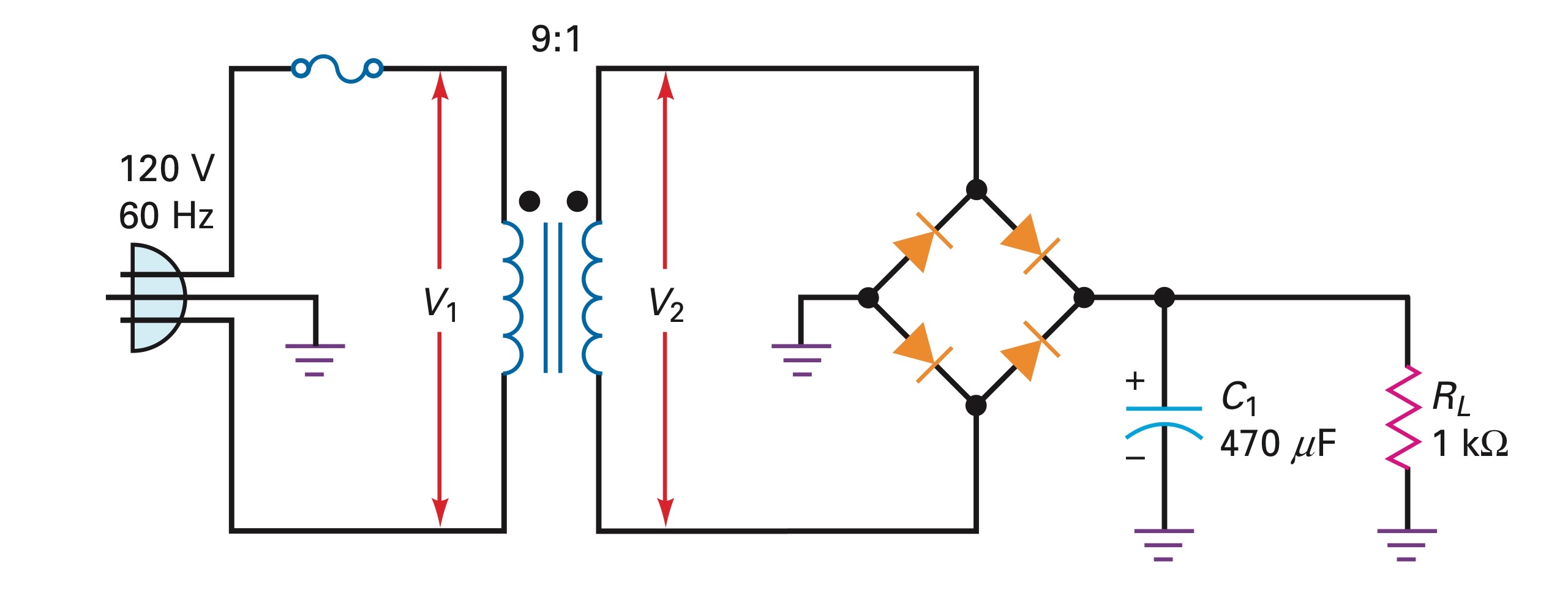 Solved If only one diode is open, what is the dc output | Chegg.com