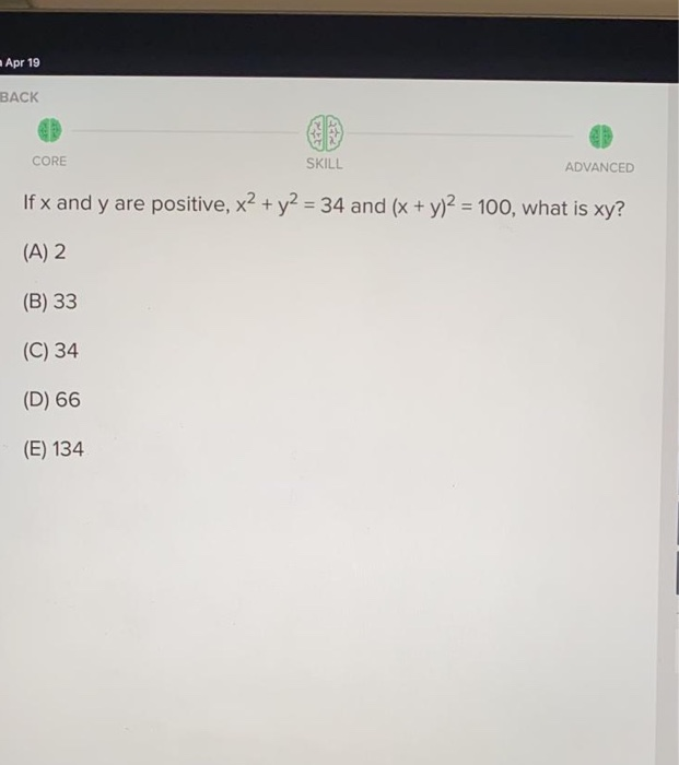 Solved Apr 19 Back Core Skill Advanced If X And Y Are Chegg Com